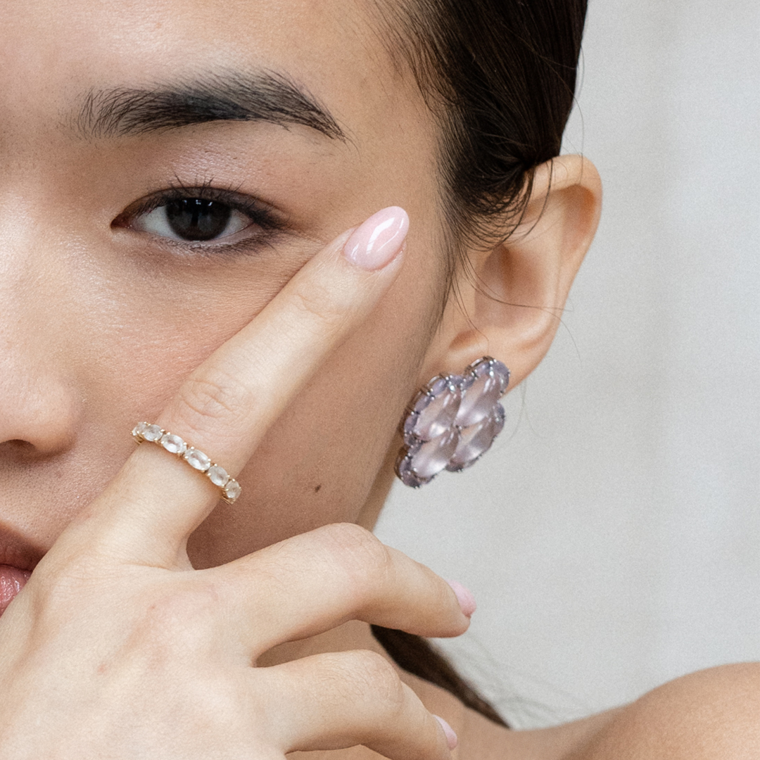 Rose Quartz and Lavender Chalcedony Earrings