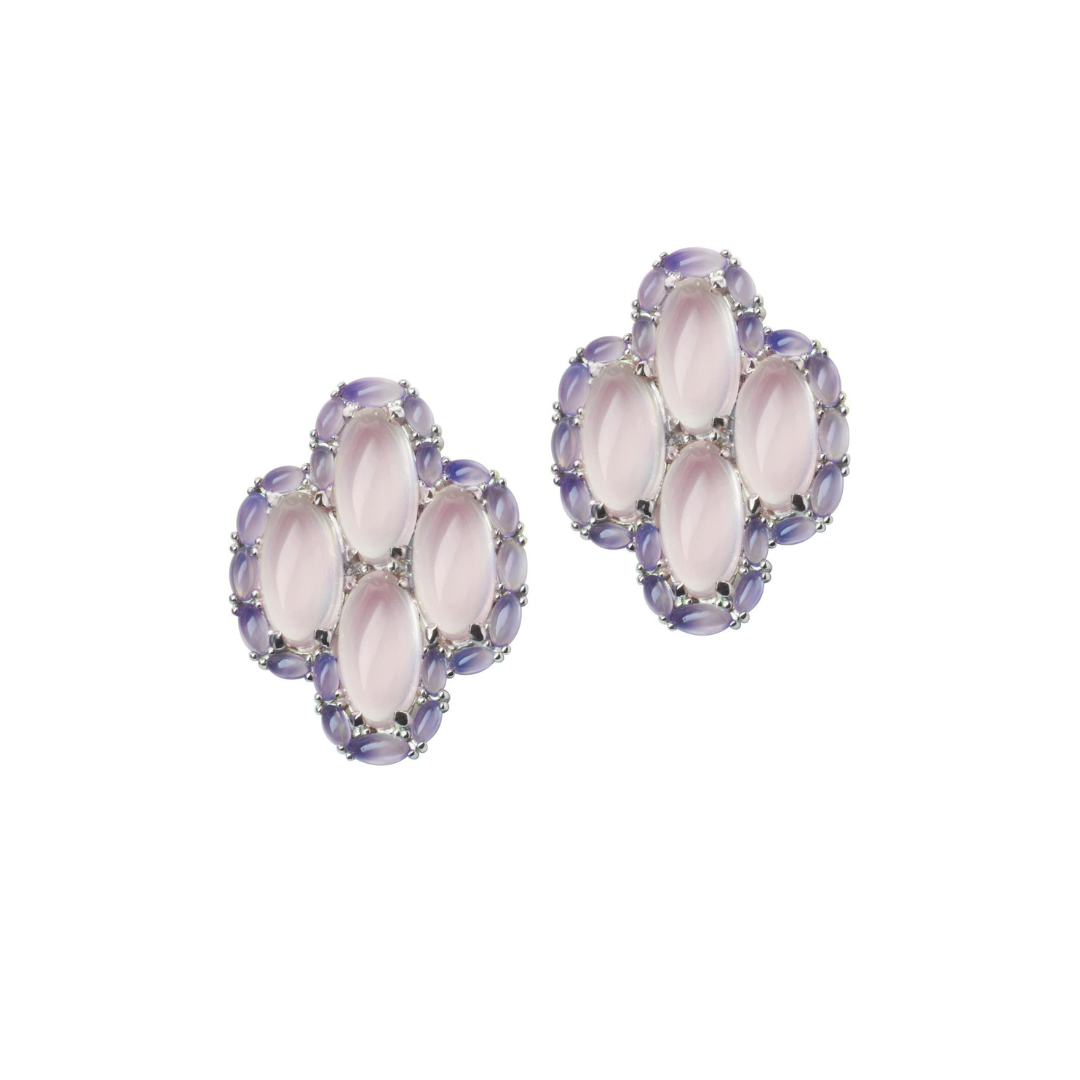 Rose Quartz and Lavender Chalcedony Earrings